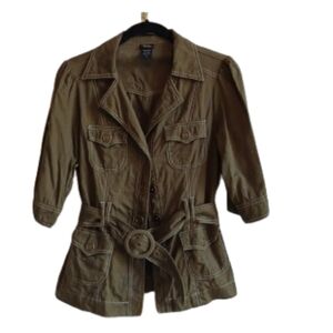 Vanity Army green Collared Belted jacket Women's Size Small